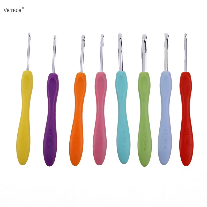 

8pcs Different Size Soft Handle Crochet Hook Colorful Aluminium Crochet Hooks Knitting Needls Weave Craft Yarn Sewing Tools Set