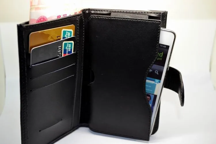 Hot selling double fold genuine leather wallet bag case with card slot