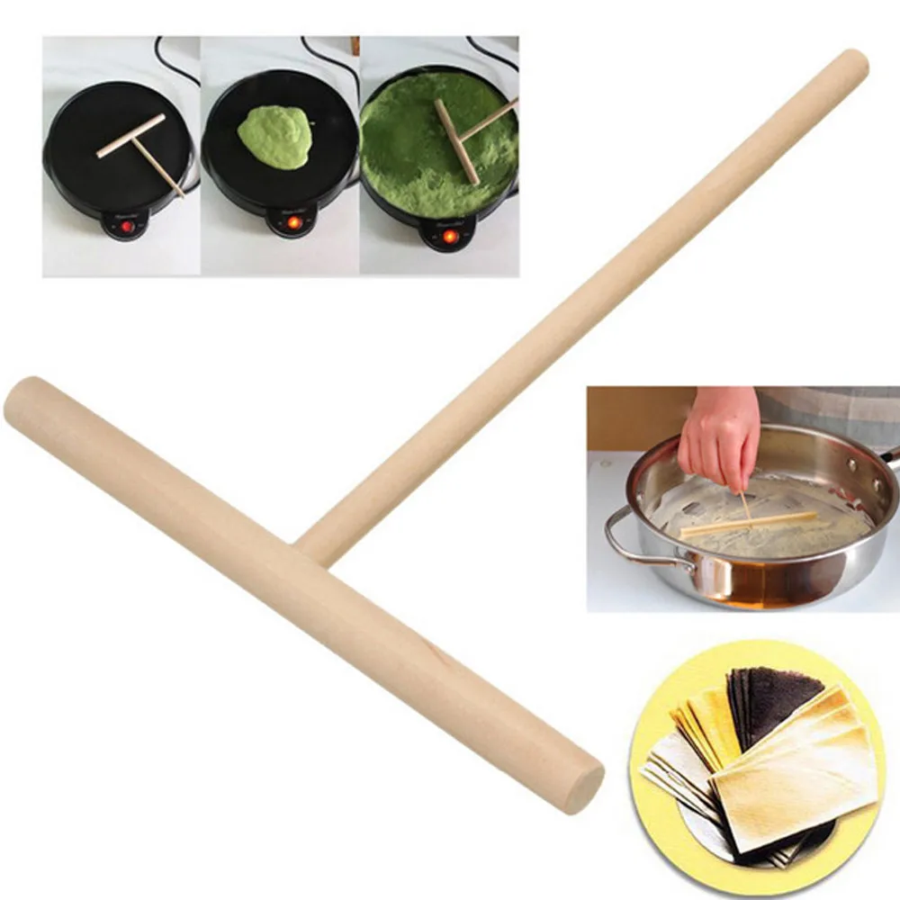 Т-образный портативный домашний кухонный набор инструментов для самостоятельного использования блинница блинное тесто деревянная распределительная палочка горячая Распродажа круглая ручка L* 5