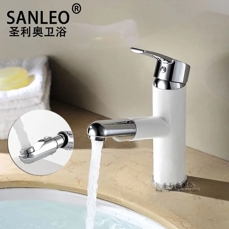 

Copper Basin Faucet Hot and Cold Water Pull Out on The Basin Faucet Stainless Steel Stretch Down Bathroom Faucet YM132