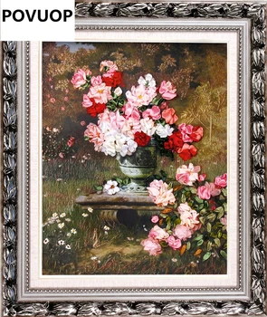 

POVUOP Ribbon embroidery 60X75cm flower 3d print three-dimensional embroidery paintings