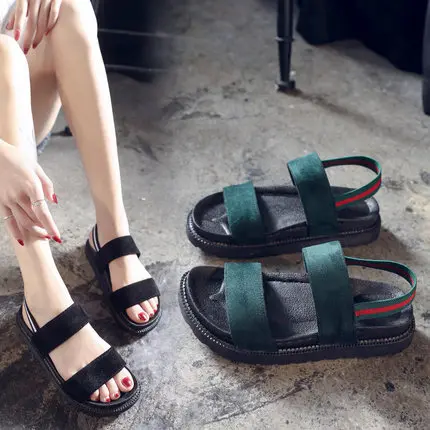 

Summer sandals flat 2019 new Korean student fashion wild fairy wind net red simple Roman shoes tide