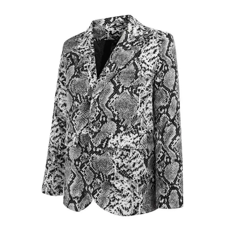 Autumn Fashion Slim Fit Women Formal Jackets Long Sleeve Office Work snake Printing Ladies Outwear