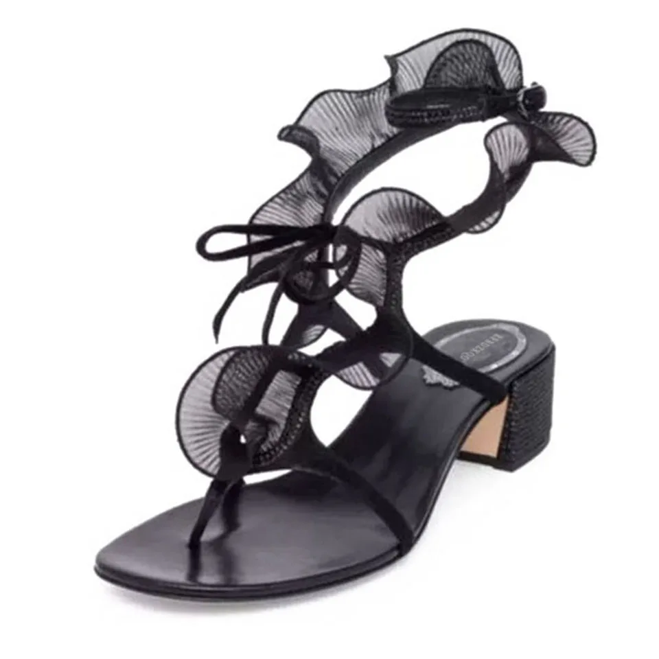 embellished low heel sandals