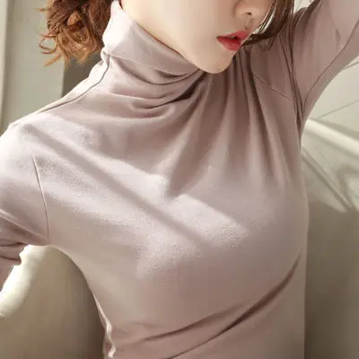 

New Women Casual Basic Autumn T-shirt Top Thin Shirt Turtleneck Tee Long Sleeve