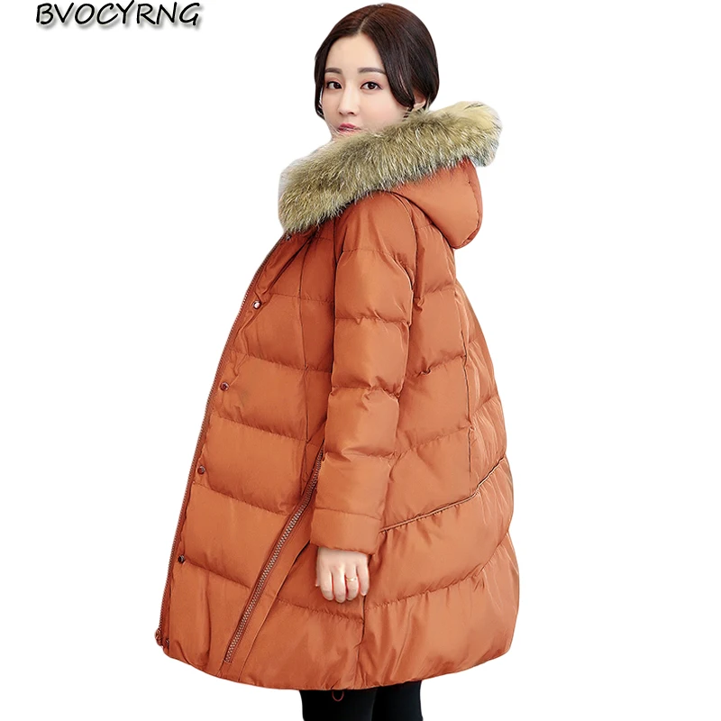 New Women Winter Coat 2017Fashion Heavy Hair Collar Thick parka High