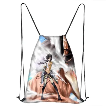 

Custom Attack on Titan Drawstring Bag Satin Soft Bag Portable Custom Logo Printing Backpack More Size