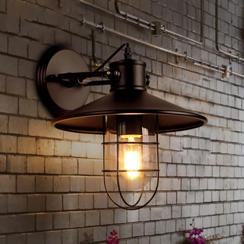 

Creative American Loft Retro Industrial Wall Lamp Porch Balcony Bedroom Bedside Corridor Stair Pub Cafe Wall Lamp Sconce