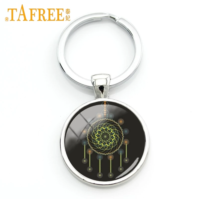 TAFREE Новая мода Ловец снов перо красочное изображение брелок для ключей стеклянный купол женский изысканный ключ кольцо ювелирные изделия ZY169 - Цвет: ZY171