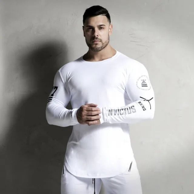 US $8.82 New Sport Shirt Men Fitness Running T Shirts Long Sleeve Sport Top Elastic Sportswear Gym Bodybuild
