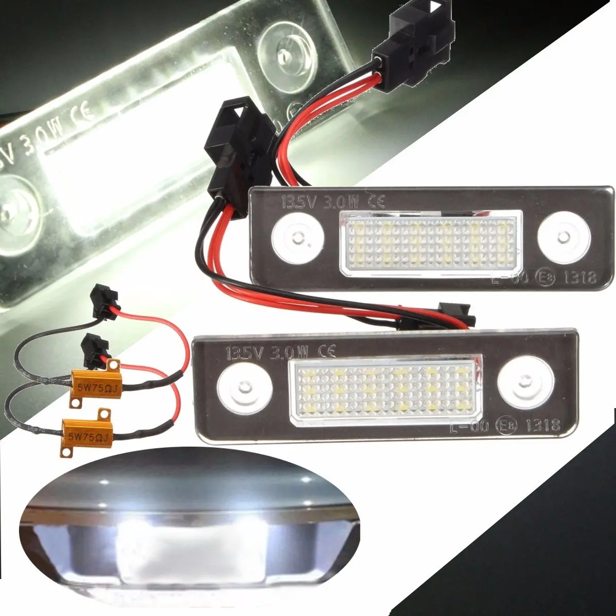 

2x 13.5V 3W 7000k White Canbus Error Free LED License Plate Light Number Plate Light for Skoda /Octavia /Roomster 5J