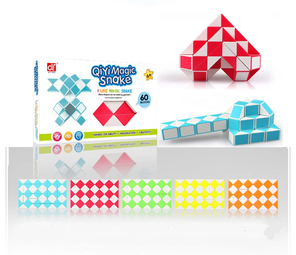 

QiYi 60 Blocks Snake Magic Cube Speed Blocks Snake Twist Puzzle 60 Blocks Speed Magic Ruler Christmas Gifts For Kids