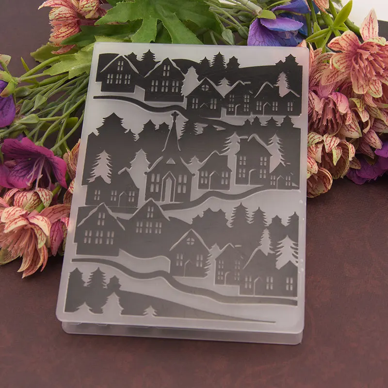 YPP CRAFT Christmas House Embossing Folders for DIY Scrapbooking Paper
