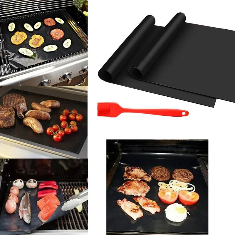5pcs/lot Extra thick heat resistant teflon BBQ Grill Mat Reusable non