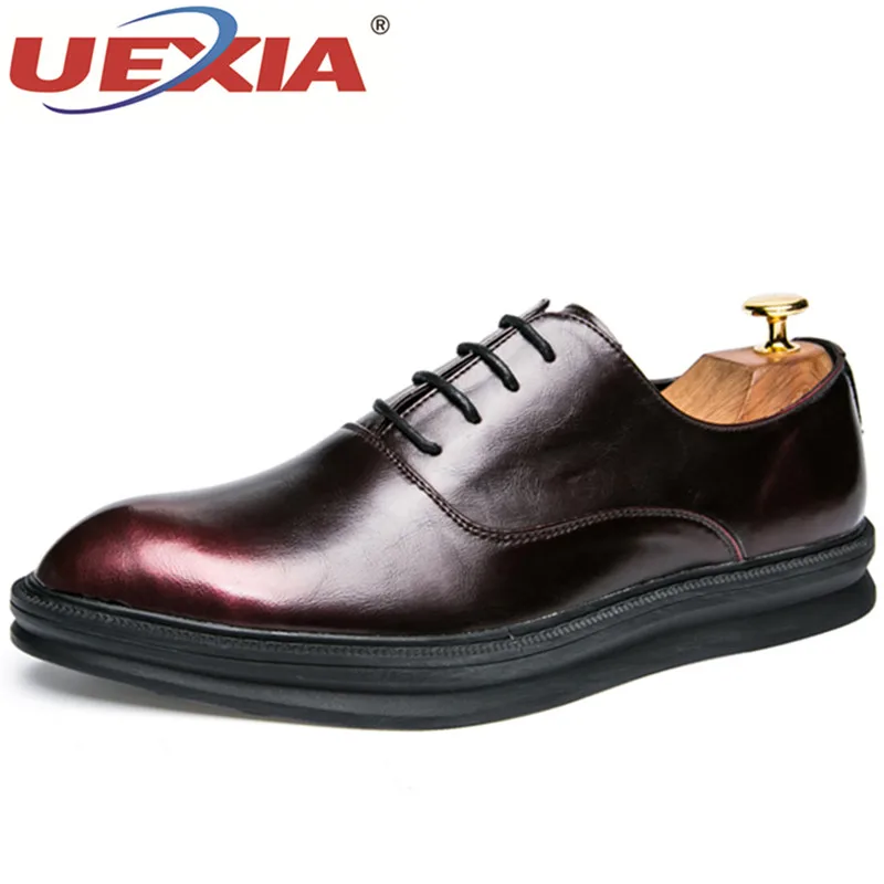 UEXIA High Quality Leather Dress Shoes Tide Pointed