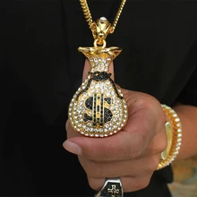 Новинка, позолоченное ожерелье в стиле хип-хоп, стразы, символ доллара США, чехол, модный, цвет