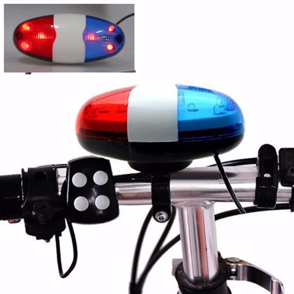 

6 LED Bike Bell Police Taillight Rear Warning Siren Electric Horn Multifunction Cycling Front Light Warning Light Bicycle Bell