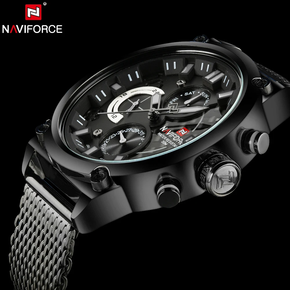 

Top Luxury Brand NAVIFORCE Man Waterproof Clock Men's Analog Quartz Date Watches Men Sport Full Steel WristWatch