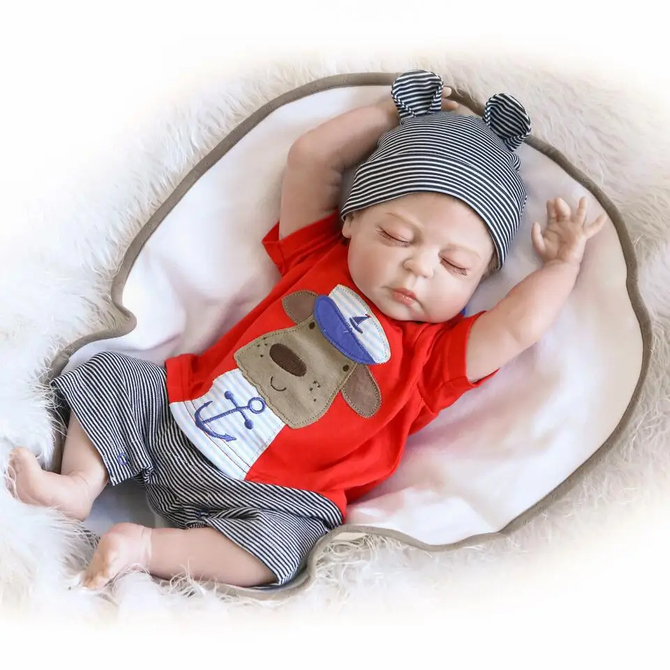 

56cm Reborn doll soft silicone reborn baby and doll clothes boy dolls lovely Sleeping baby Model doll Christmas Birthday Gift