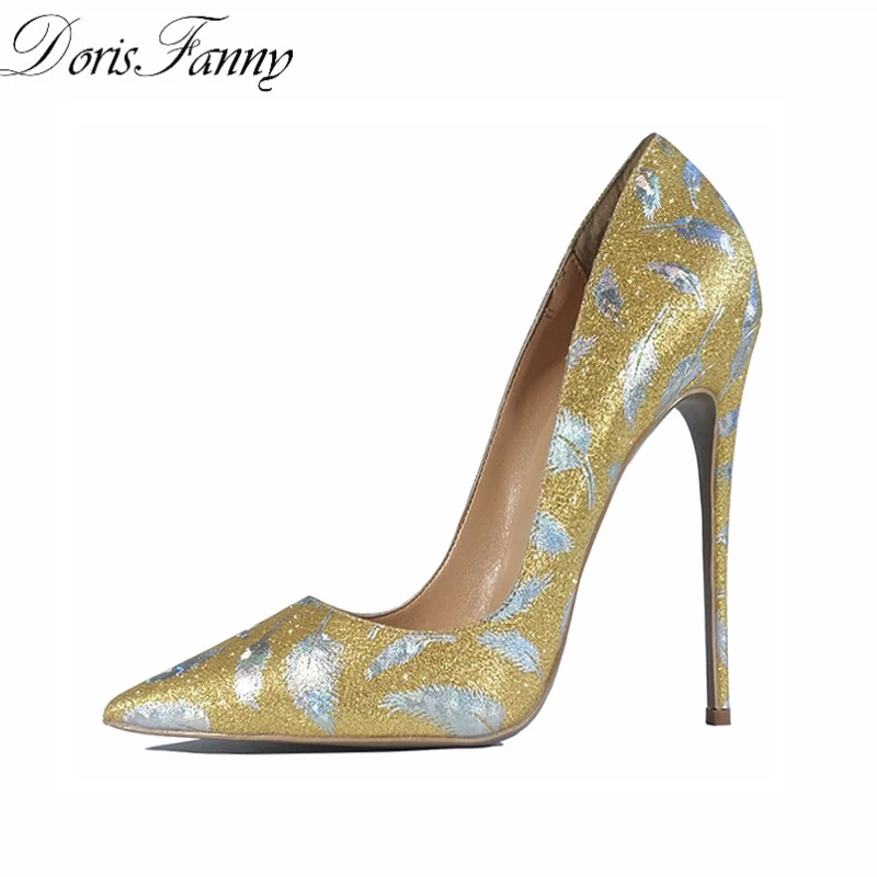 DorisFanny-Party-Wedding-shoes-woman-Glitter-gold-shoes-for-women-printed-sexy-high-heel-pumps-pointed