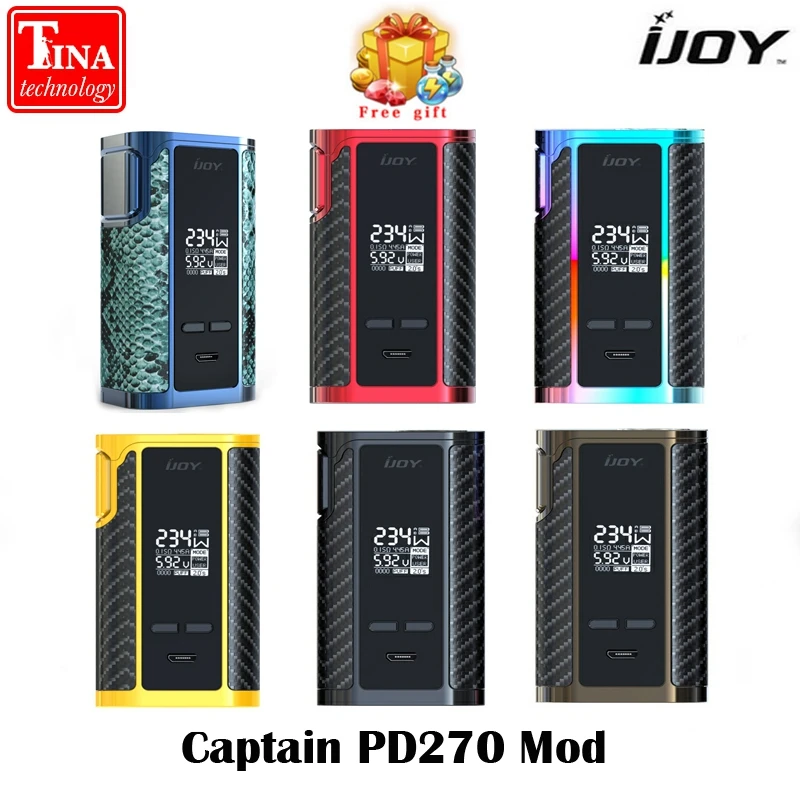 

100% Original IJOY Captain PD270 Box Mod Vape 234W NI/TI/SS TC Electronic Cigarette Vaper Power by Dual 20700 Battery vape mod