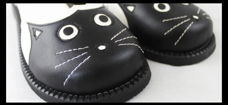 WHOHOLL/Женская обувь на плоской подошве; Kawaii cat; обувь с пряжкой на ремешке с круглым носком; милая обувь для костюмированной вечеринки в стиле Харадзюку для девочек с изображением Рури и кошки