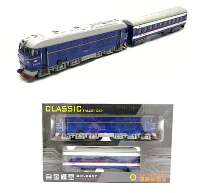 1: 87 паровоз литья под давлением локомотив сплава модель игрушки отступить поезд со звуком светильник для детей игрушки подарки - Цвет: Синий