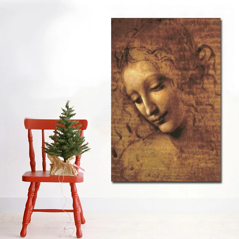 

Leonardo DA VINCI woman's head Giclee canvas Painting Classic Art Wall Art Pictures For Living Room Bedroom Sthdy NO FRAME