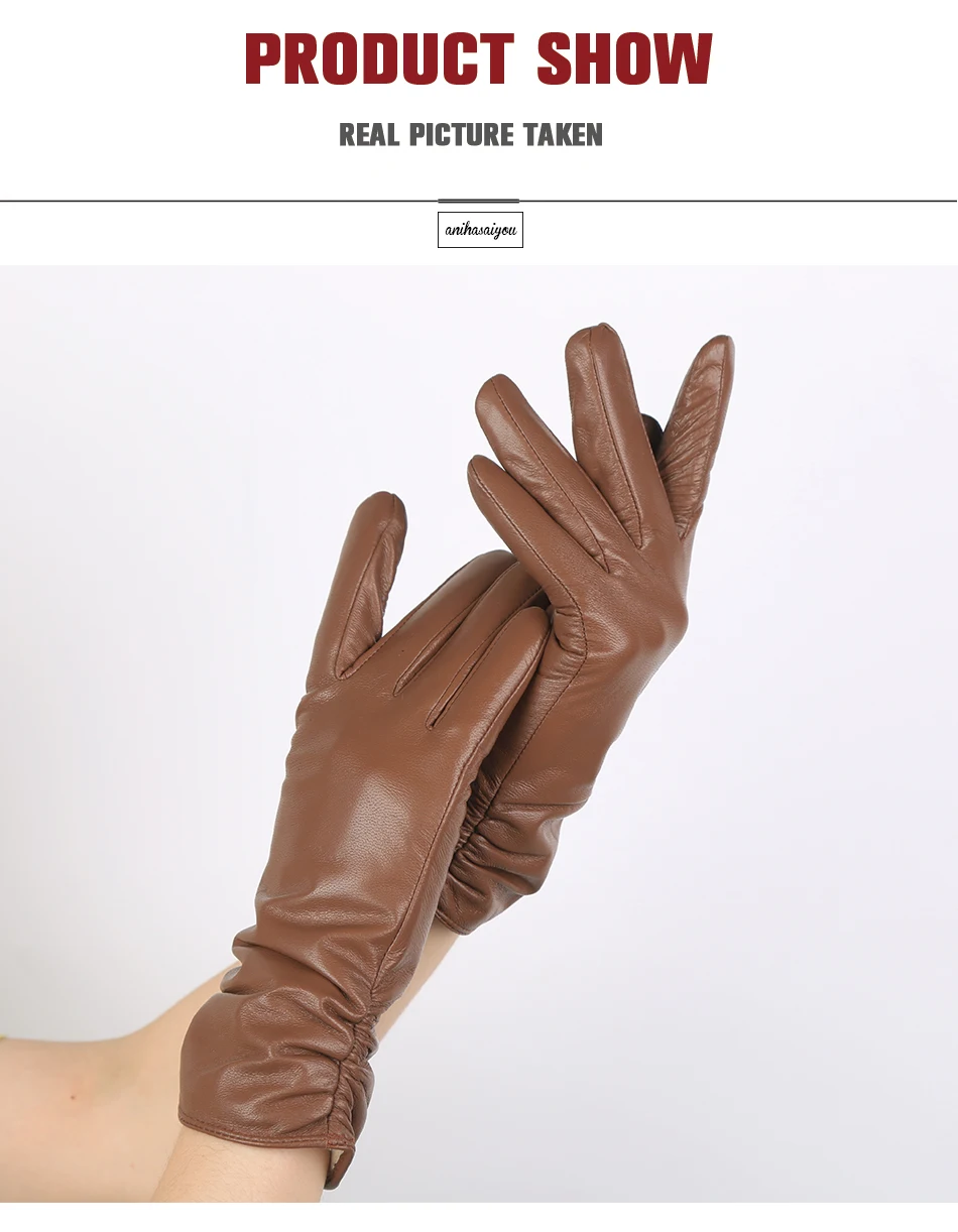 Классические плиссированные кожаные перчатки женские цветные перчатки из натуральной кожи женские зимние перчатки из натуральной овечьей кожи женские-2081