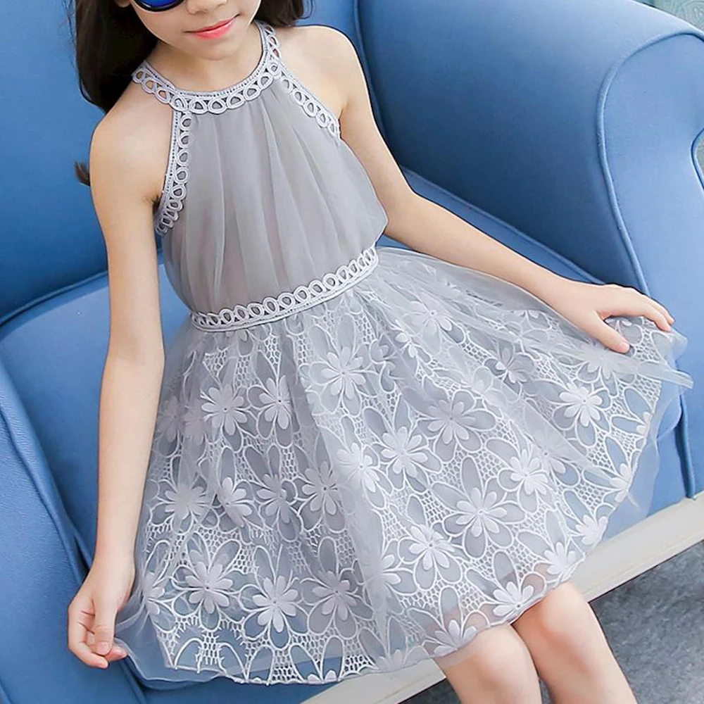 DZIECKO Girls Lace Dress 2018 Baby Flower Girl Dresses Princess Halter Wedding Party Pageant Formal Dress Kids Cloth Tulle Dress