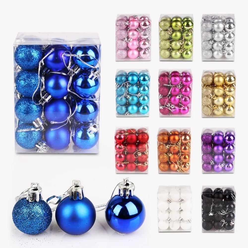 

24pcs/lot 8 Colors Christmas Festive Decoration Ball Bauble Hanging Xmas Party Ornament Christmas Decorations