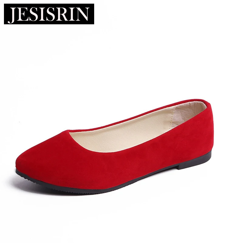 

2019 spring and autumn Korean fashion pointed single shoes female flat bottom shallow mouth candy color shoes large size 35-43