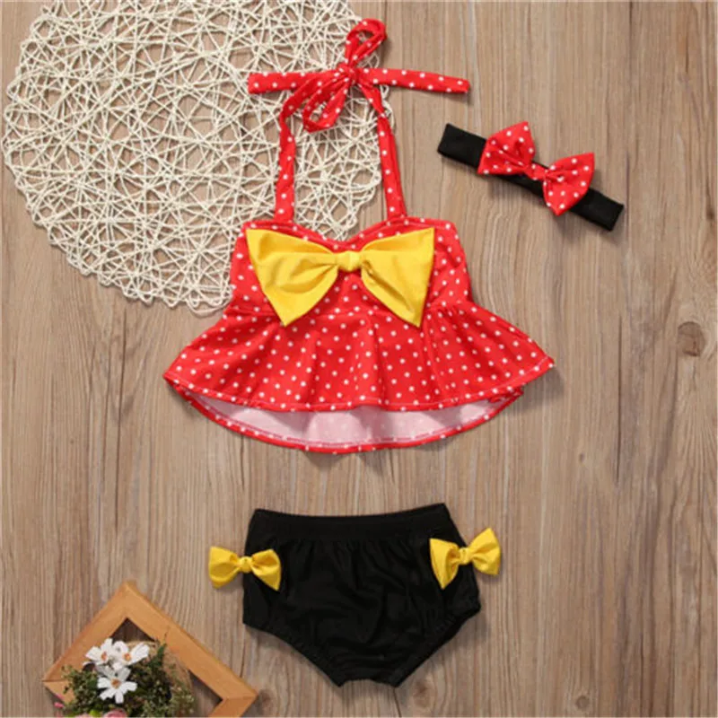 

Girls Baby Child Bikini Swimsuit Swimwear Tankini Swim Bathing Suit Bathers Set 1-5 Years Dot Design Kids Beachwear Biquini
