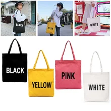 Women Canvas Tote Bag Concise Letter Printing Shoulder Cloth Bags Ladies Duty Cotton Environmental Shopping Bags Small Fresh