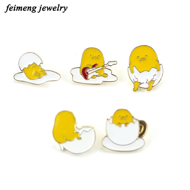 Egg Cartoon Part - 40: Cartoon Cute Kawaii Gudetama Lazy Egg Badges Brooch Pins Button Pins Jeans Bag Decoration Brooches Gift