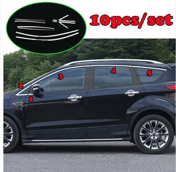 Для FORD ESCAPE KUGA 2013- хромированная накладка на подоконник рамка накладка молдинг гарнир столб Опора рамка - Цвет: 10pcs