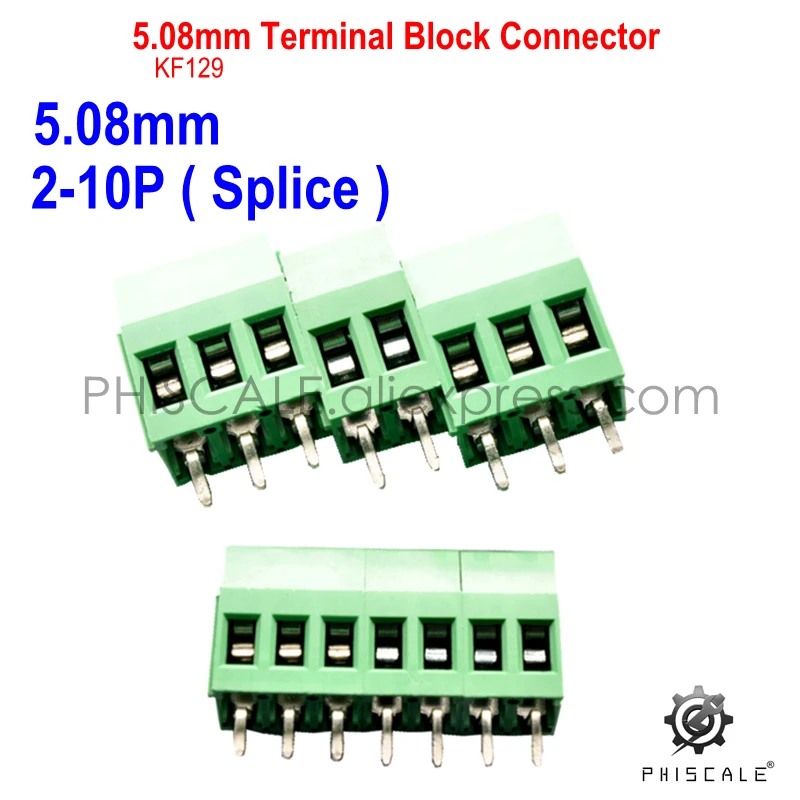 PHISCALE KF129 5 08 мм Шаг 2-10P печатная плата Клеммная колодка соединение 2 контакта 3 300 в 25