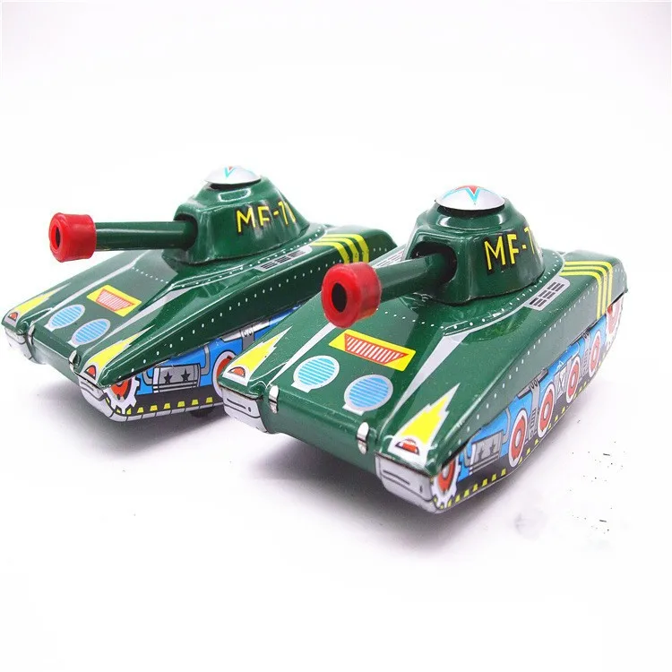 [Temila] Classic collection Retro Clockwork Wind up Metal Walking Tin Toy Tank Robot Mechanical kids christmas birthday gift