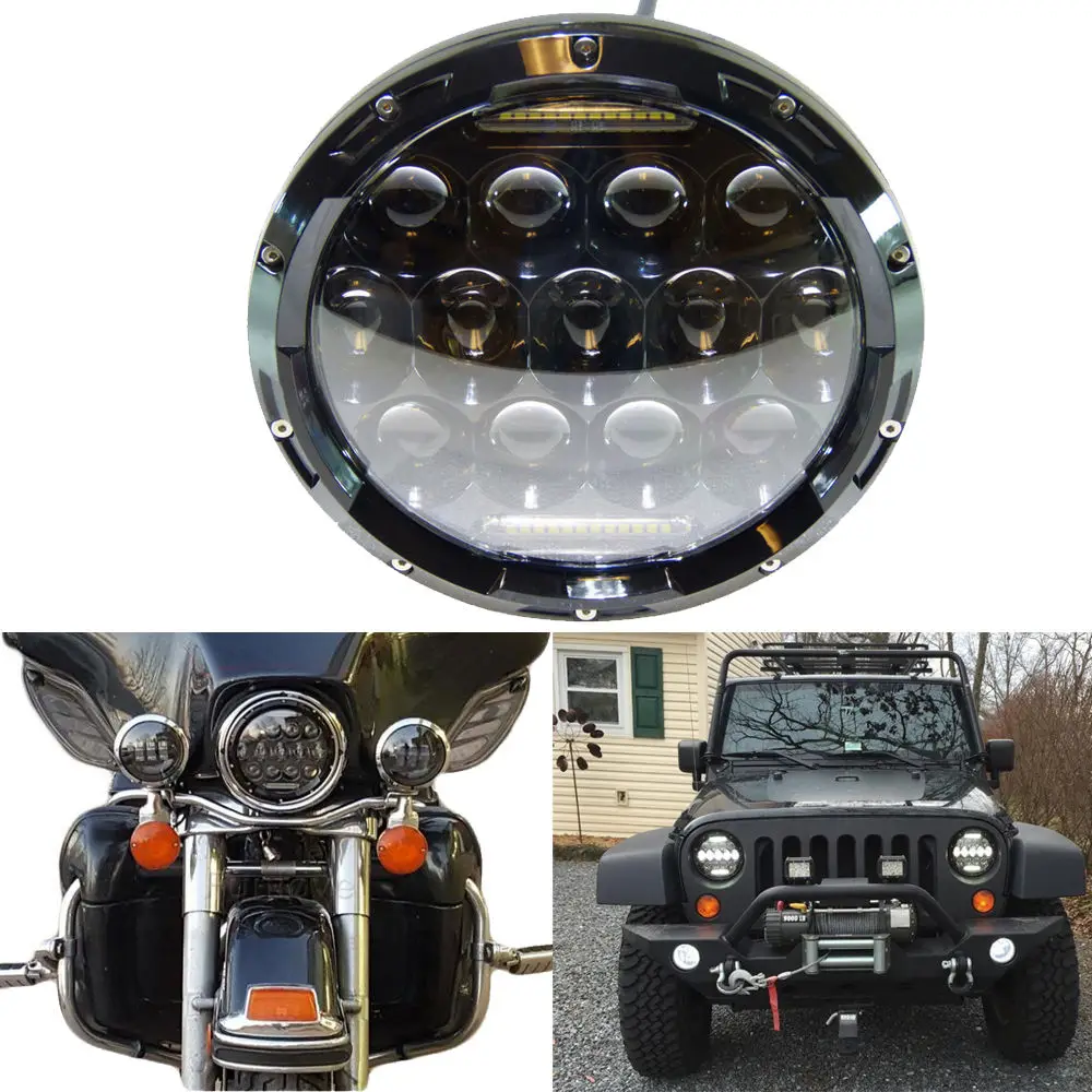 

LED HEADLIGHT 7INCH 75W for MOTORCYCLE BLACK PROJECTOR DAYMAKER HID LED LIGHT HEADLIGHT For Harley
