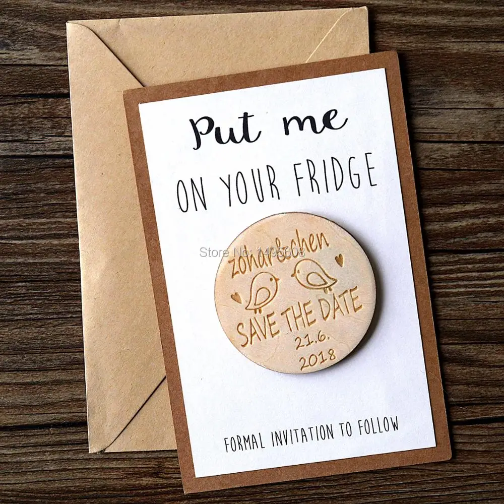  Personalized Wooden Save the Date Magnets Rustic Wooden Magnets Wedding Favors with Birds Fridge Ma - 32825724877