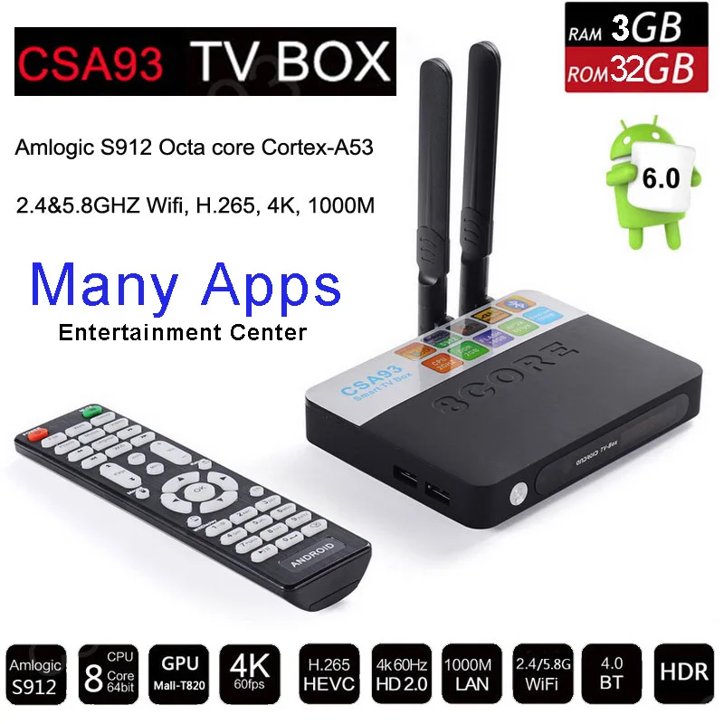 Prix pour 3 GB RAM 32 GB ROM Android 6.0 TV Box 2 GB 16 GB Amlogic S912 Octa Core CSA93 Streaming Smart Media Player Wifi BT4.0 4 K TVbox VS Mi Prix pour 3 GB RAM 32 GB ROM Android 6.0 TV Box 2 GB 16 GB Amlogic S912 Octa Core CSA93 Streaming Smart Media Player Wifi BT4.0 4 K TVbox VS Mi