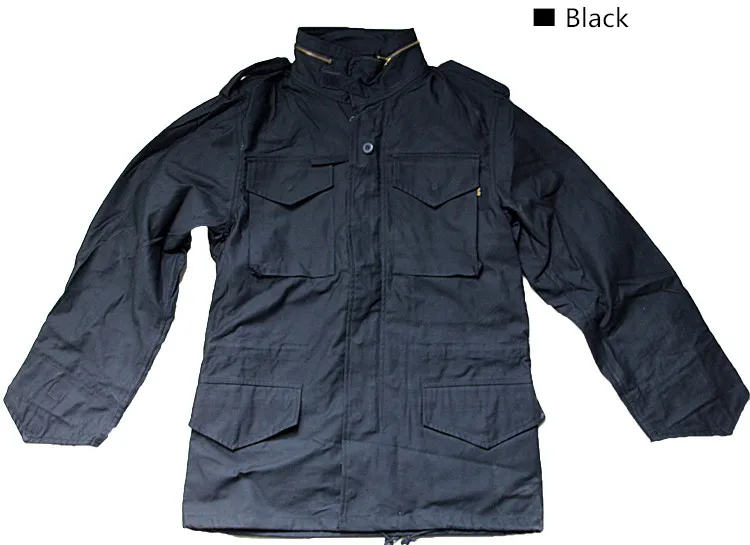 M65 армейская куртка ветрозащитная теплая, съемный вкладыш, высокое качество воротник пылезащитный плащ два цвета Американский airborne - Цвет: Black