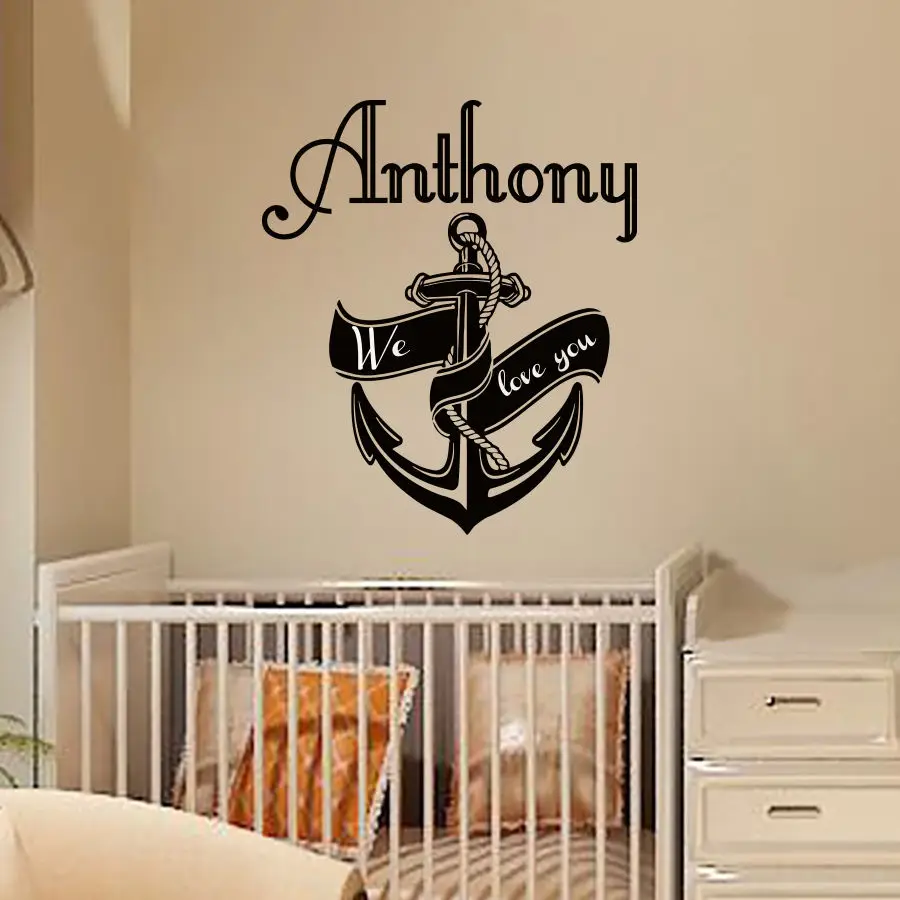 

Wall Decals Personalized Name Vinyl Stickers Anchor Boy Nautical Nursery