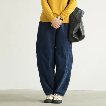 

Johnature Winter New Casaul Loose High Waist Harem Pants Women 2020 Corduroy Solid Color Elastic Waist 3 Colors Pants