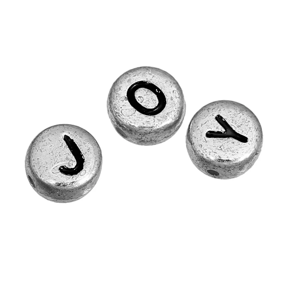 DoreenBeads акриловые бусины разделители круглые серые смешанные алфавиты/буквы