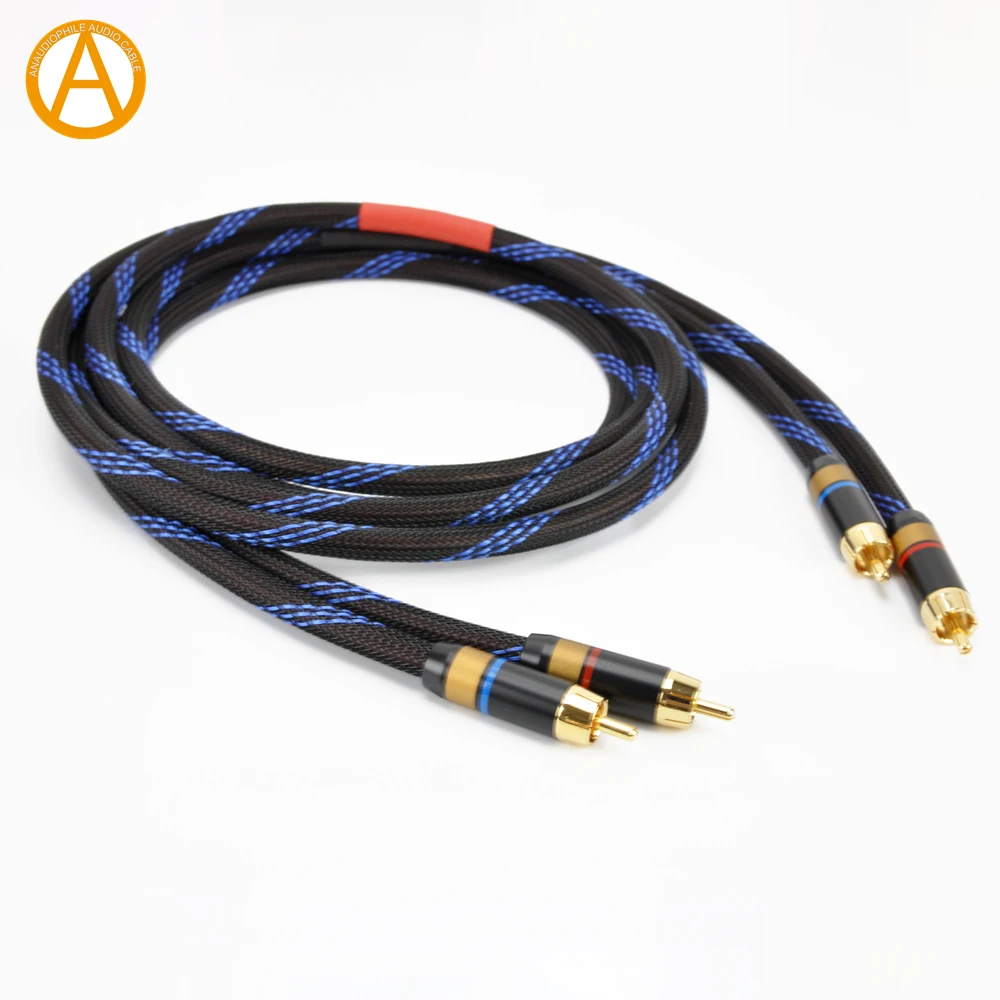 ANAUDIOPHILE RCA Audio Cable HiFi 4N OFC RCA Interconnect Audio Cable Male To Male For Preamp Amplifier Self-Locking RCA Plug