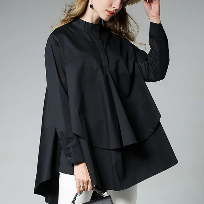 Блузка Женская Асимметричная с длинным рукавом и оборками 2 цвета|women blouses|blouse