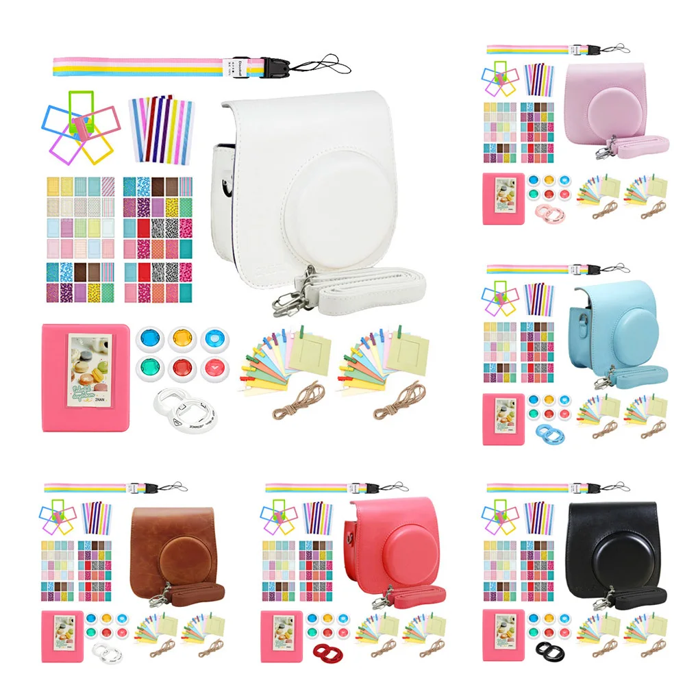 

Besegad For Fujifilm Instax Mini 9 8 Instant Fuji Film Instant Camera PU Leather Protective Carrying Case Cover Bag Bundle Set