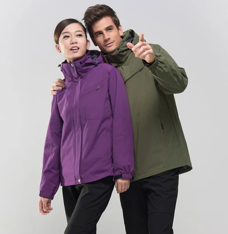 Men Women Winter Waterproof Mountain Clothes Climbing Hiking Overcoats Thicken Fleece Lined Warm Outwear Jacket Coat For Lovers