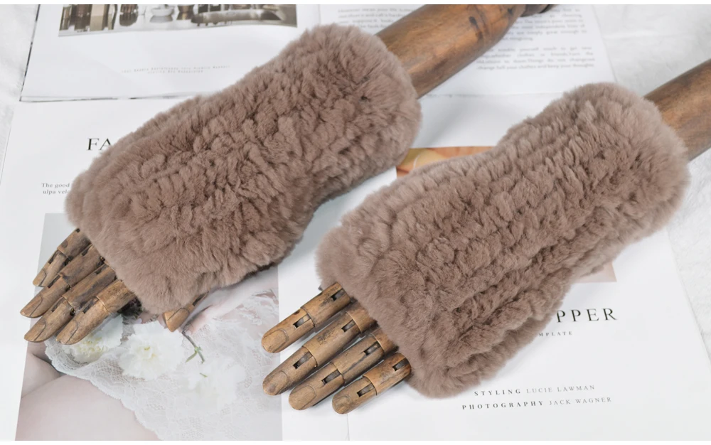 2019 модные перчатки для девочек натуральный настоящий мех кролика Хорошие эластичные вязаные варежки из кроличьего меха женские перчатки